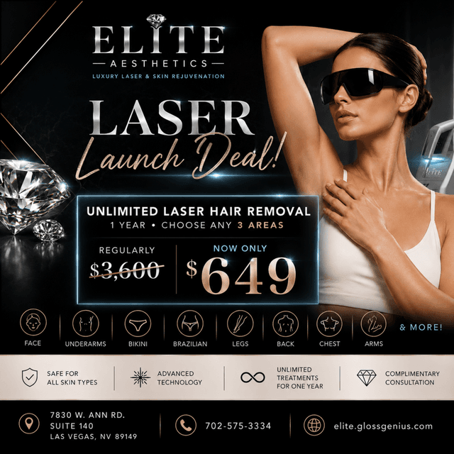 1 Year Unlimited Laser Hair Removal at ELITE AESTHETICS in Las Vegas, NV